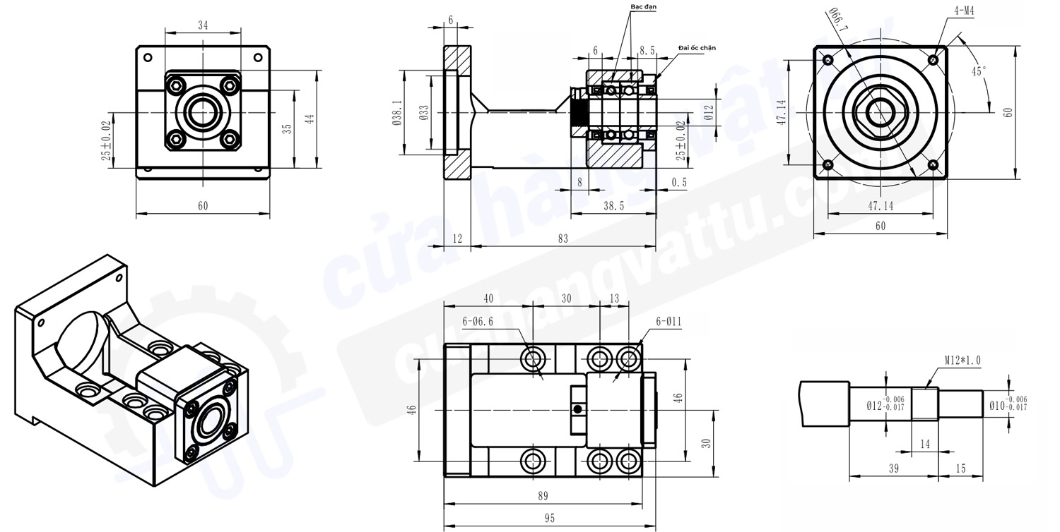 Gối đỡ trục TBK12-57