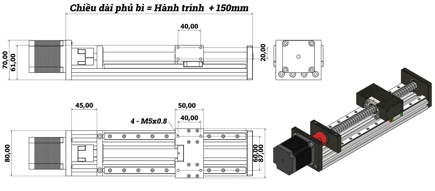 bản vẽ cơ cấu trượt TLM80S