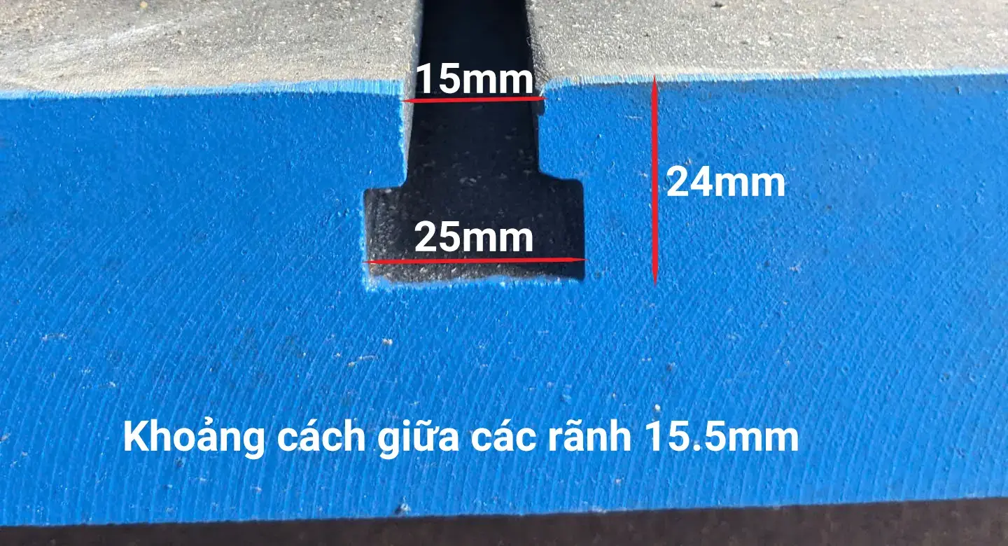kích thước các rãnh trên mặt bàn