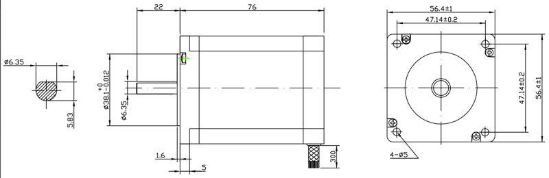 bản vẽ động cơ bước 57 - 1.8Nm - trục 6.35mm