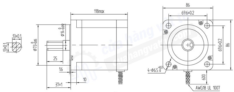bản vẽ động cơ bước 86 8Nm