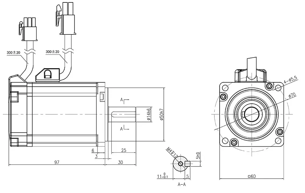 bản vẽ động cơ servo 400W lichuan