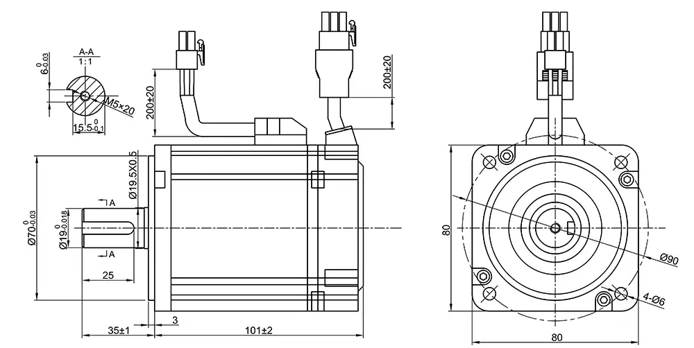 bản vẽ động cơ servo 750W lichuan