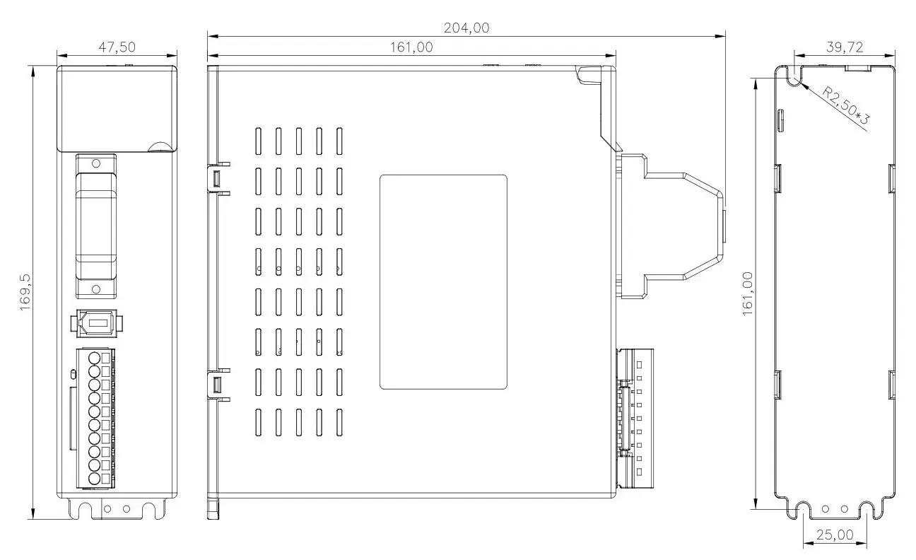 kích thước driver AC servo
