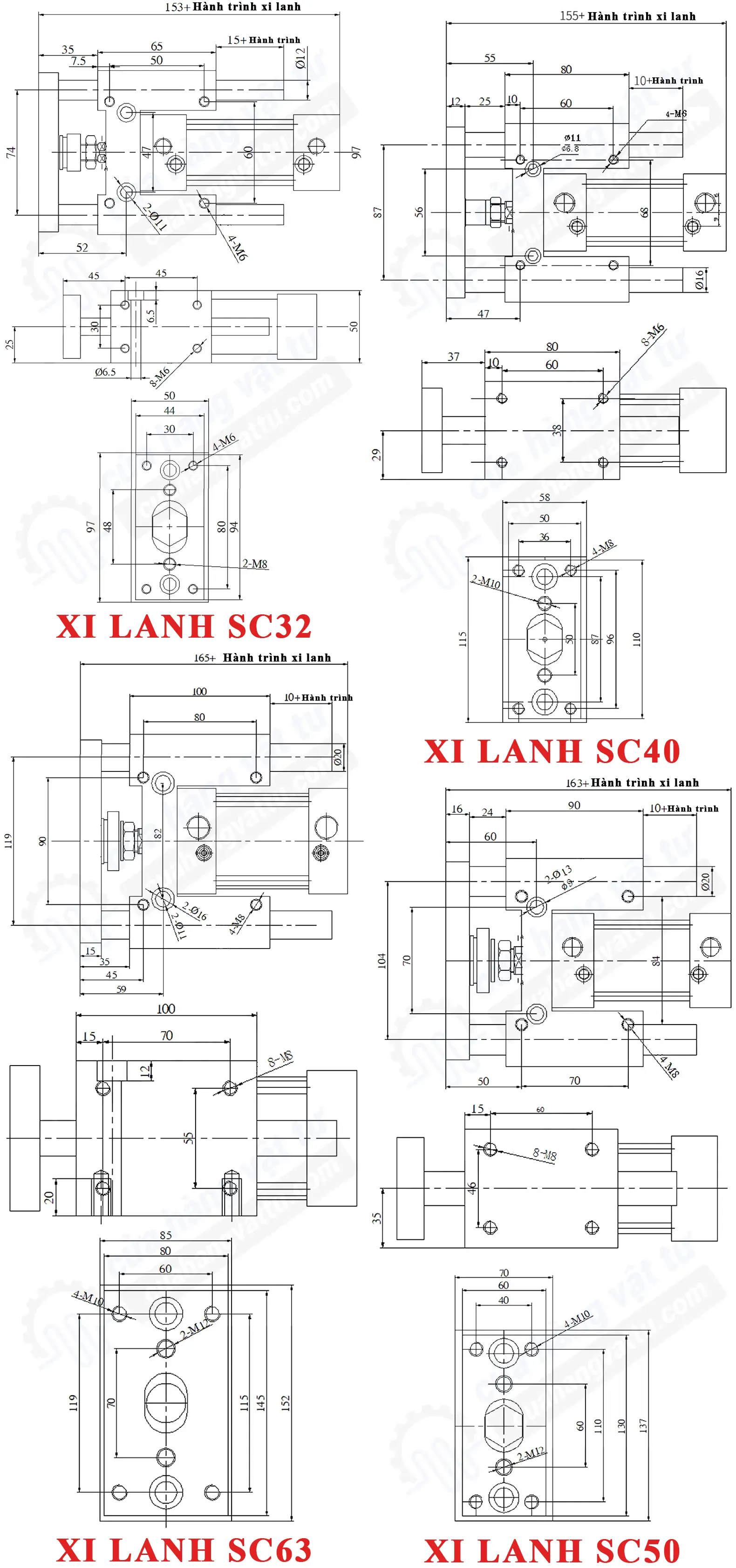 bản vẽ gá xi lanh vuông SC