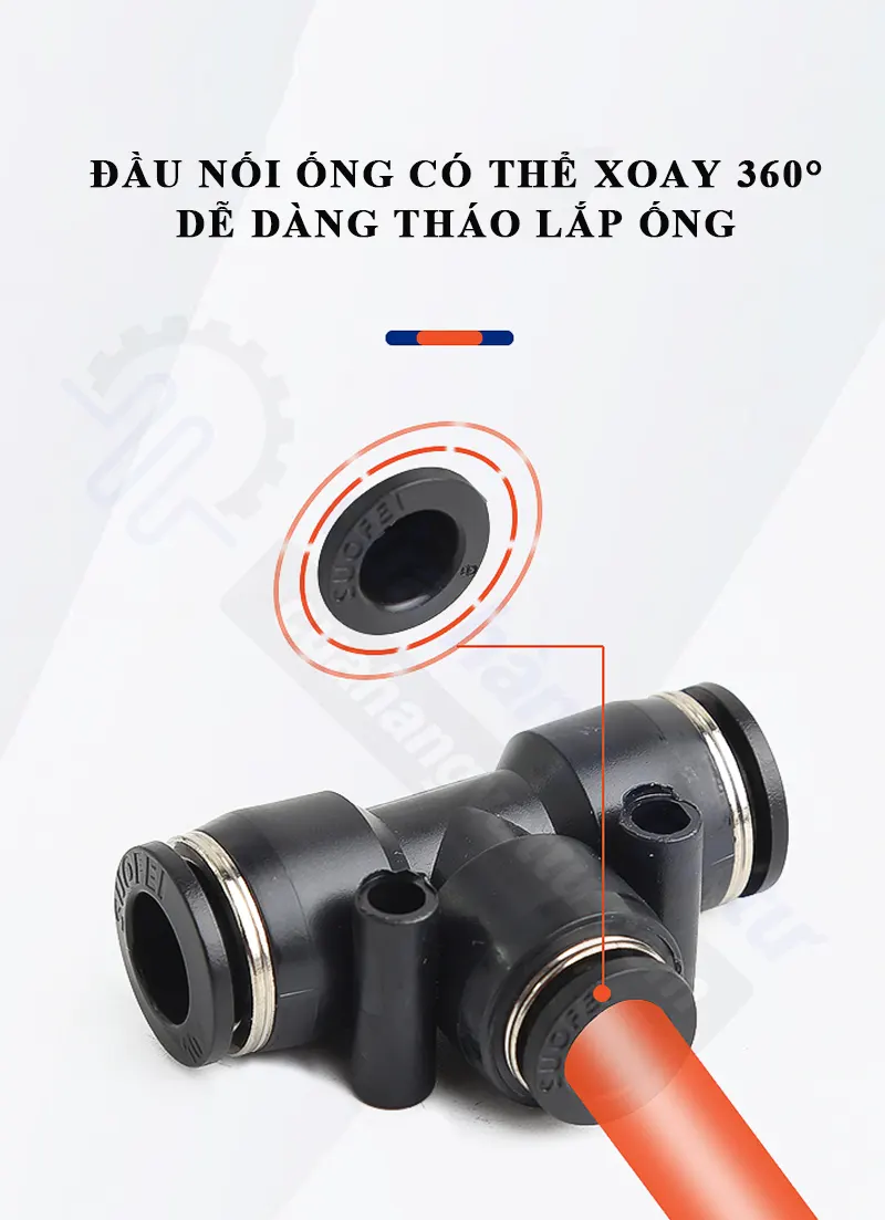 đầu nối ống khí nén xoay tròn