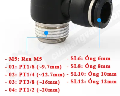 kích thước các loại van tiết lưu khí nén
