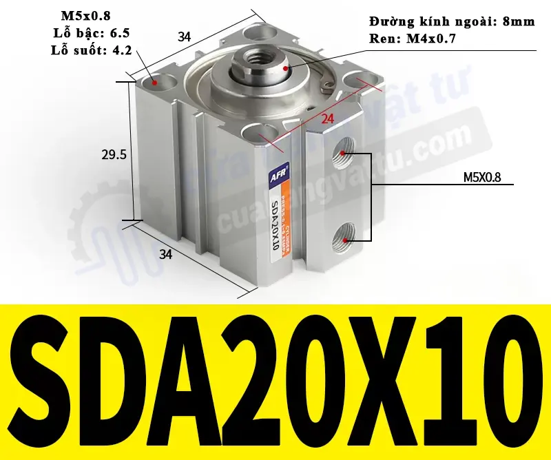 kich thuoc xi lanh vuong SDA20