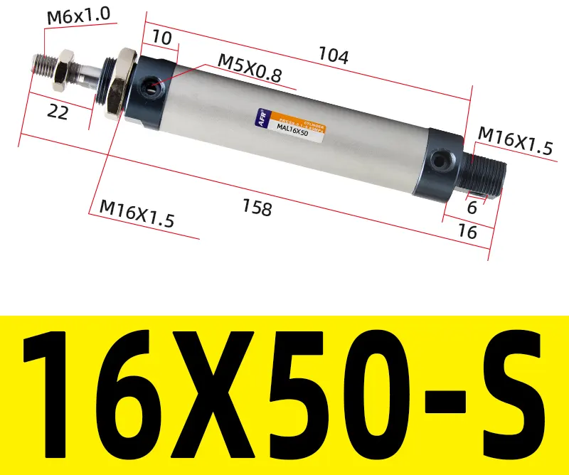 Kích thước xi lanh khí nén MAL16-50-s