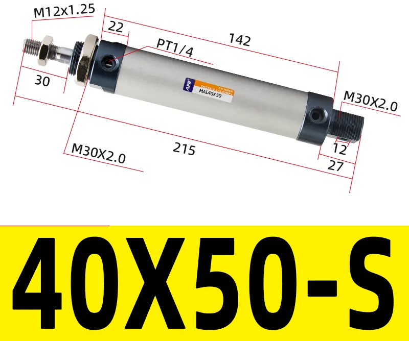 Kích thước xi lanh khí nén MAL40-50-s