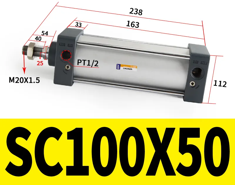 kích thước xi lanh khí nén sc100-50