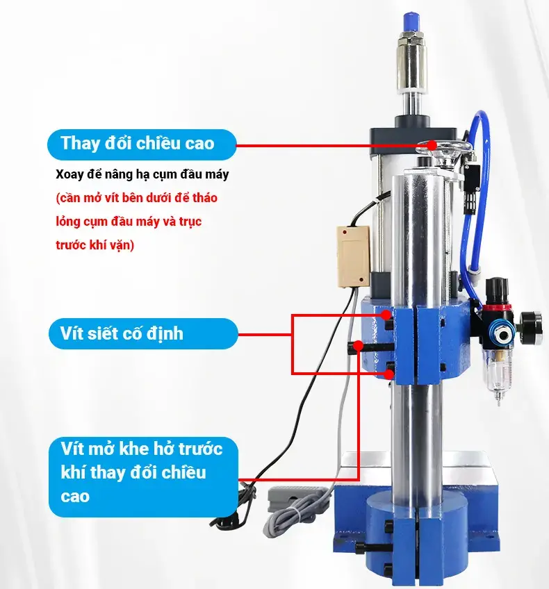Thay đổi chiều cao máy