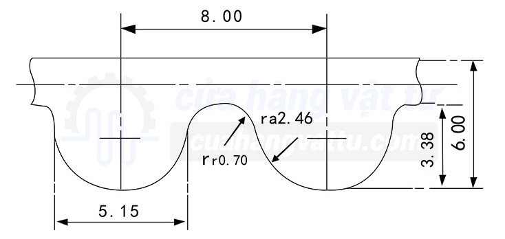 bản vẽ dây đai răng 8m